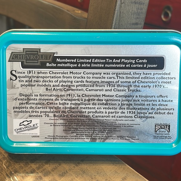 Classic Chevrolet Playing Cards Limited Edition Numbered Collector Tin 2 Decks - Picture 11 of 11